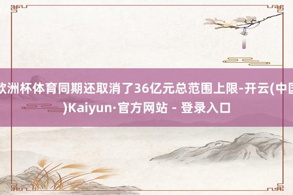 欧洲杯体育同期还取消了36亿元总范围上限-开云(中国)Kaiyun·官方网站 - 登录入口